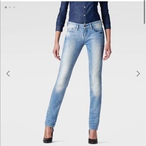 G Star Raw Midge Mid Straight Light Aged Jeans